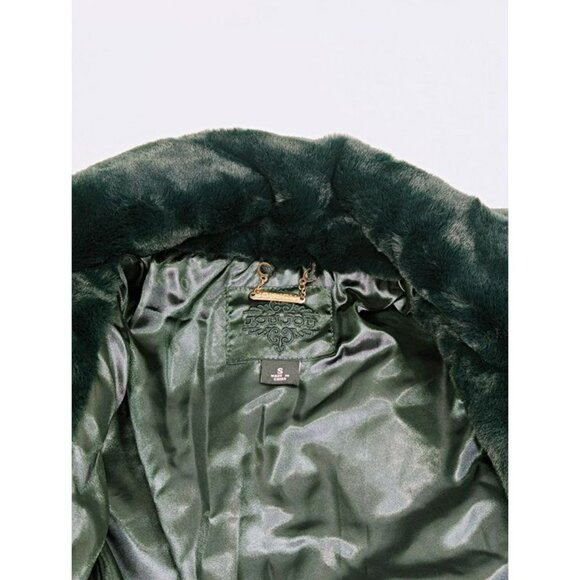 Jou Jou Women's Faux-Fur Double-Breasted Coat Hunter Green Size S (MSRP $100) - Picture 4 of 8